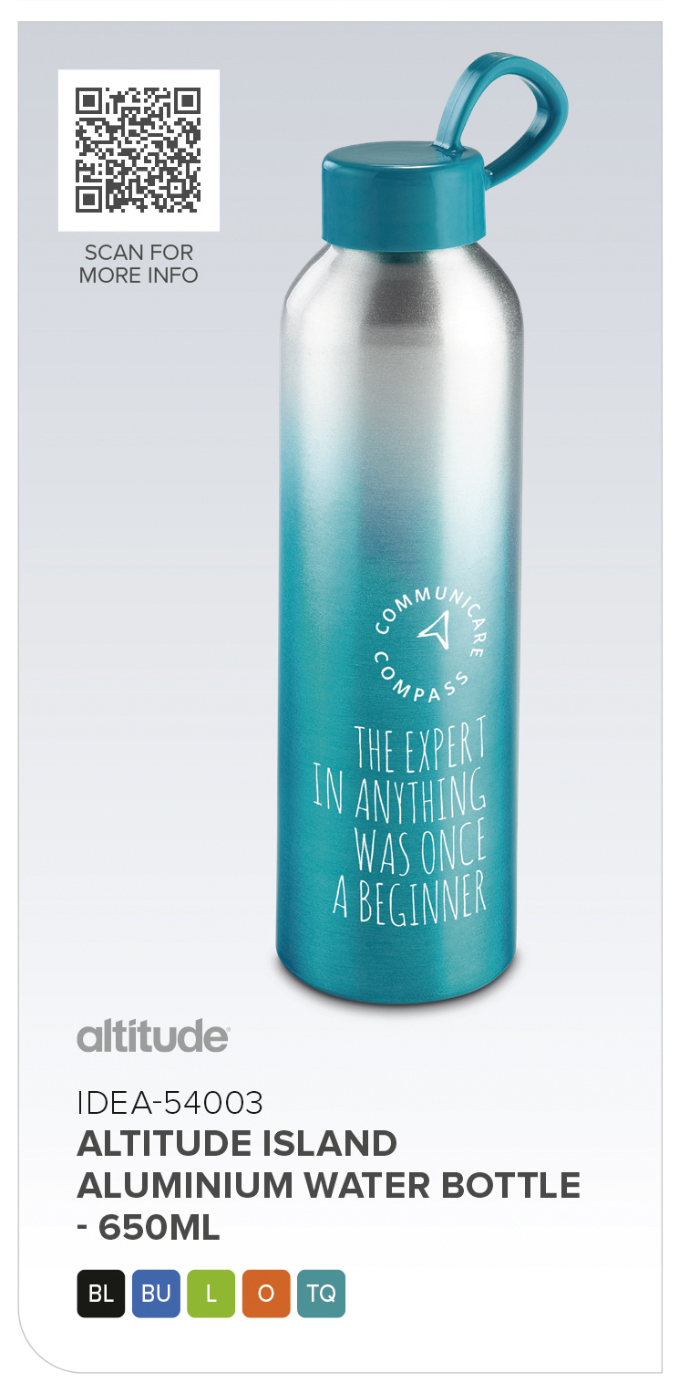 IDEA-54003 - Altitude Island Aluminium Water Bottle - 650ml - Catalogue Image